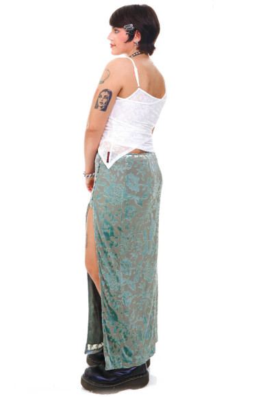 Siren Sage Green High Slit Skirt