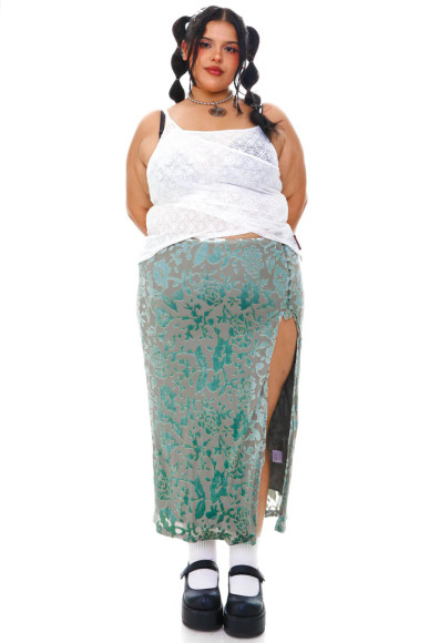 Siren Sage Green High Slit Skirt