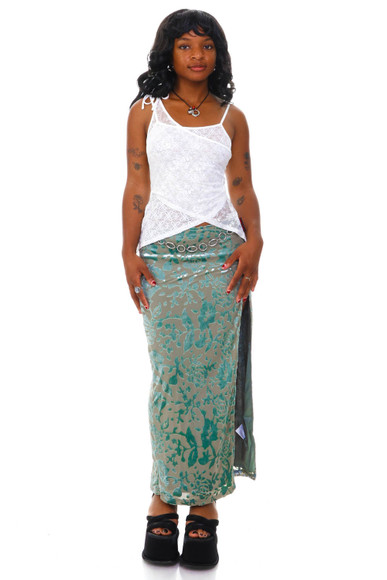 Siren Sage Green High Slit Skirt