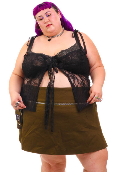 Black Lace Tabby Top