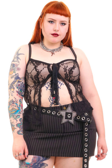 Black Lace Tabby Top