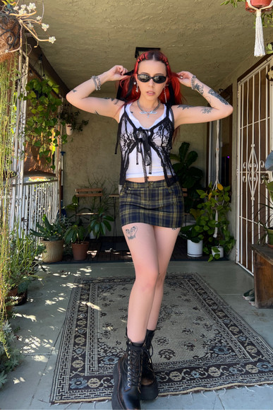 Black Lace Tabby Top