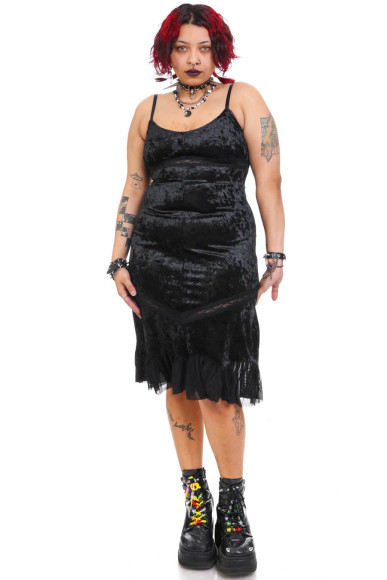 Luci Black Velvet Midi Dress