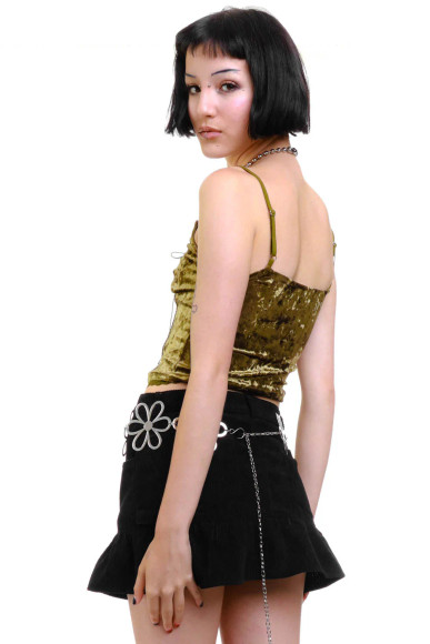 Ria Sage Velvet Lace-Up Top