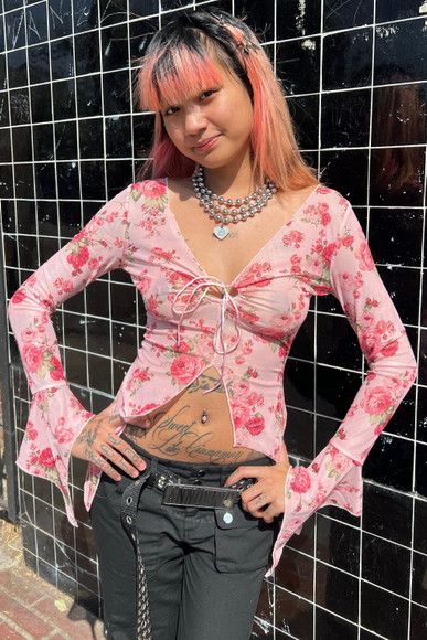 Everything Floral Flutter Mesh Top