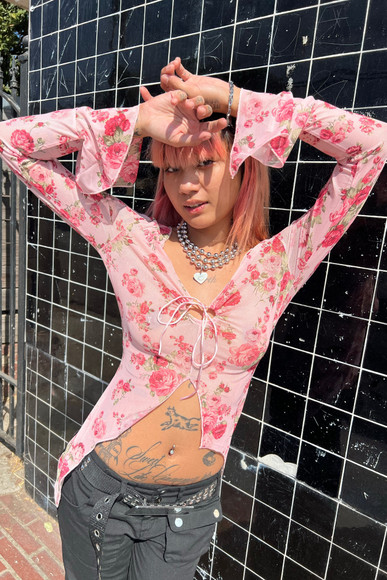 Everything Floral Flutter Mesh Top