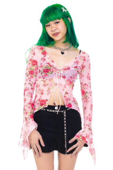 Everything Floral Flutter Mesh Top