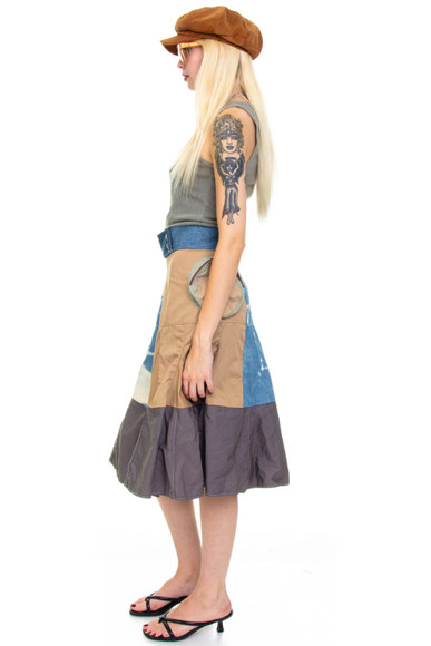 Vintage Y2K Patch me Up Demin Canvas Midi Skirt - S/M