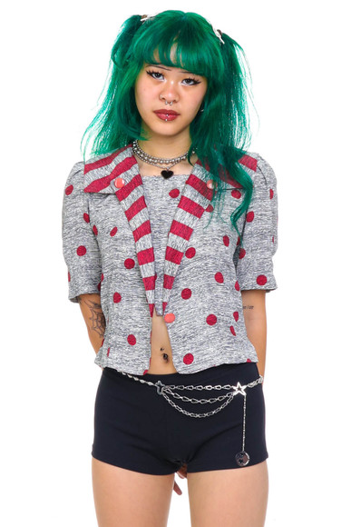 Vintage 90's Polka Dot Sailor Crop Top - XS/S