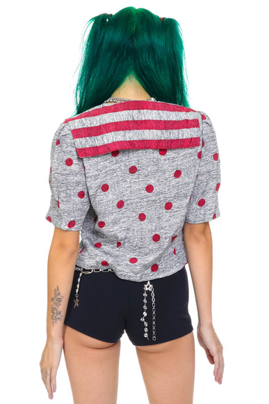 Vintage 90's Polka Dot Sailor Crop Top - XS/S