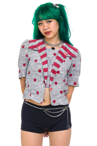 Vintage 90's Polka Dot Sailor Crop Top - XS/S