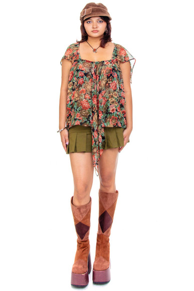 Vintage 90's Floral Tank Sheer Blouse - OSFM