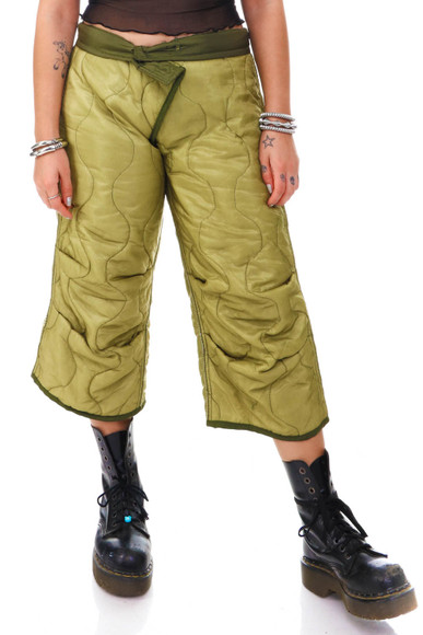Vintage Y2K Olive Green Quilted Liner Pants - M/L