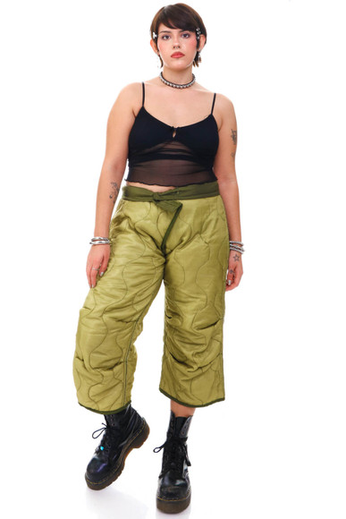 Vintage Y2K Olive Green Quilted Liner Pants - M/L