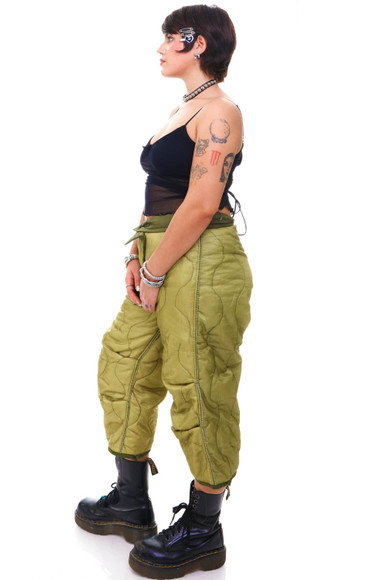 Vintage Y2K Olive Green Quilted Liner Pants - M/L