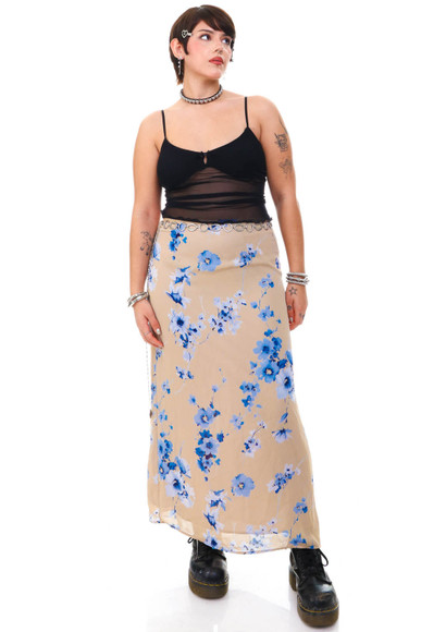 Vintage 90's Moody Floral Maxi Skirt - M/L