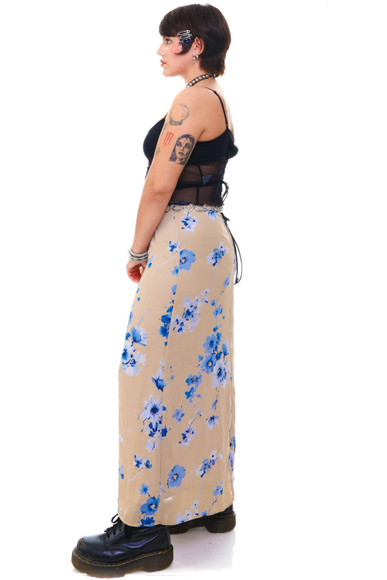 Vintage 90's Moody Floral Maxi Skirt - M/L