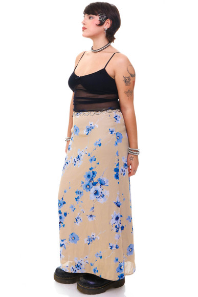 Vintage 90's Moody Floral Maxi Skirt - M/L