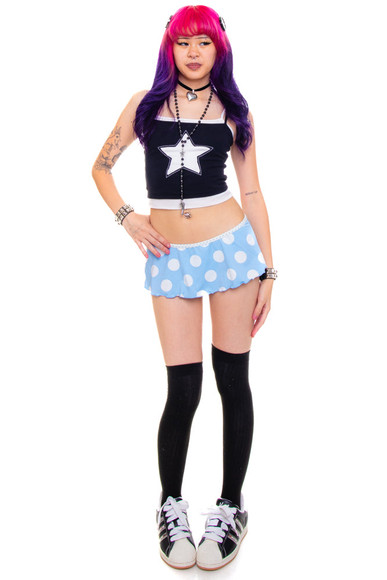Vintage Y2K Polka Dot Micro Skort - XS