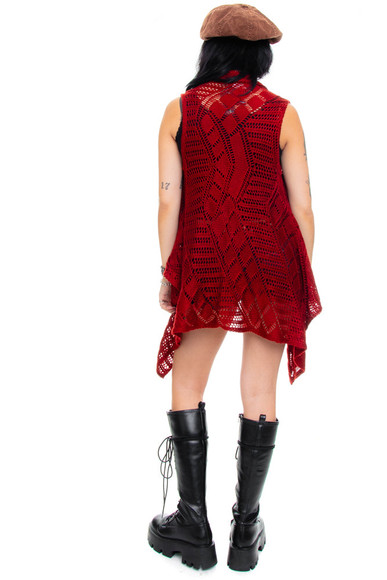 Vintage Y2K Open-Knit Woodland Creature Vest - One Size Fits Many