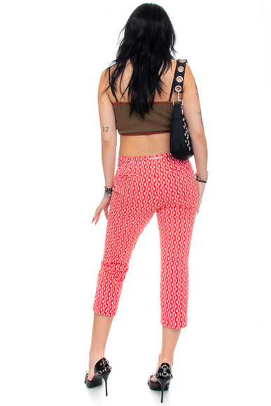 Vintage 90's Retro Red Grid Print Capris - S/M
