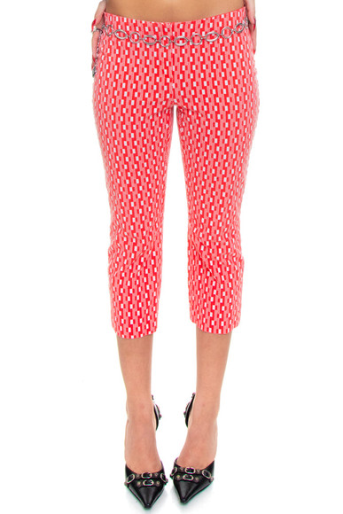 Vintage 90's Retro Red Grid Print Capris - S/M