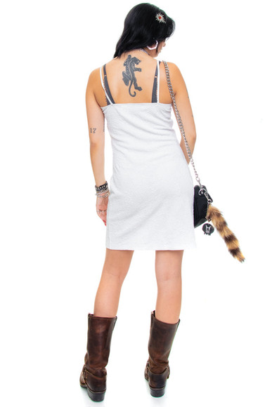 Vintage 90's White Textured Floral Dress - M