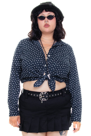 Vintage 90's Polka Dot Button-Up Shirt - L/XL