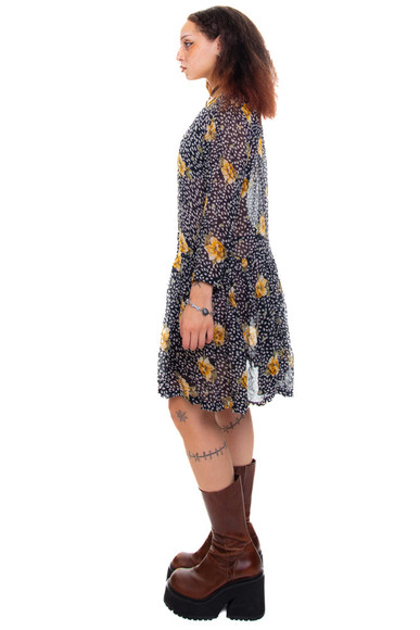 Vintage 90's Floral Rayon Chiffon Dress - XS/S