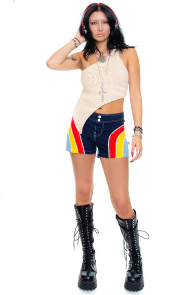 Vintage 90's Toes on the Nose Rainbow Board Shorts - S/M