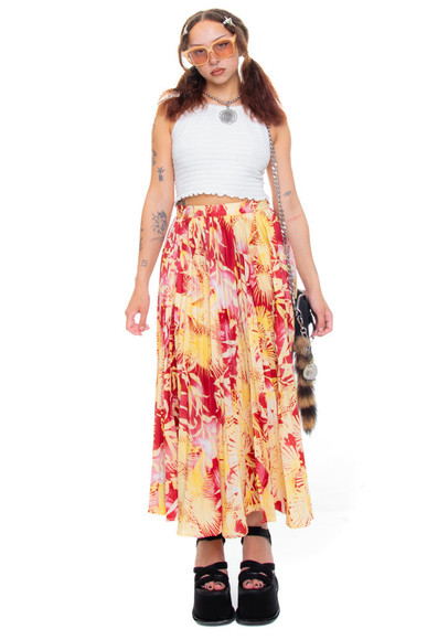 Vintage Y2K Vacation Pleated Maxi Skirt - XS/S