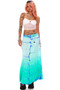 Vintage Y2K Mermaid Blue Tie-Dye Maxi Skirt
