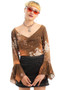 Vintage Y2K Mocha Bell-Sleeved Top