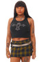 Vintage Y2K Rhinestone Cross Ribbed Tank Top