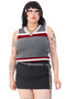 Vintage Y2K Grey & Red Stripe Sleeveless Knit Top