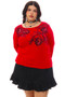 Vintage Y2K Rhinestone Flower Red Long-Sleeve