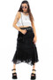 Vintage 90's Silk Ruffle-Accent Maxi Skirt