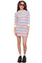 Vintage 70's Rainbow Stripe Collared Mini Dress
