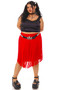 Vintage Y2K Bright Red Fringe Midi Skirt