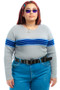 Vintage Y2K Blue Stuff Rib Knit Long-Sleever