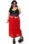 Vintage Y2K Delicate Floral Silk Red Maxi Skirt