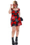 Vintage Y2K Hot Tempered Red and Black Floral Dress
