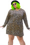 Vintage 90's Meow Leopard Velvet T-Shirt Dress