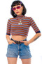 Vintage 90's Rainbow Stripe Rainbow Patch Mock Neck Top