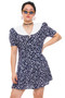 Vintage 80's Navy Floral Peter Pan Collar Dress