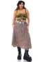 Vintage Y2K Brown Floral Print Midi Skirt
