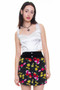 Vintage 90's Velvet Flower Rhinestone Mini Skirt