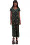 Vintage 90's Green Peony Velvet Maxi Dress