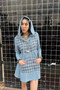 Angela Blue Plaid Hoodie Mini Dress