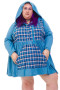 Angela Blue Plaid Hoodie Mini Dress